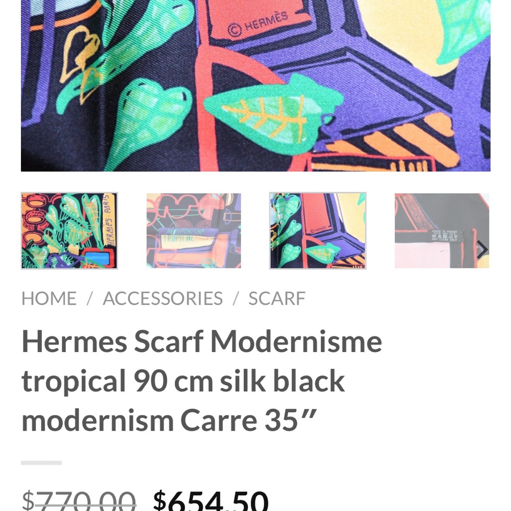 HERMÈS Modernisme Tropical Scarf 90 Silk Carre with Box - Picture 15 of 16
